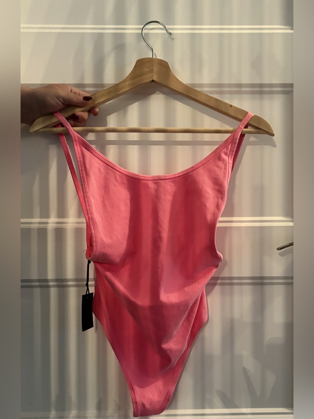 TNA XS Pink Bodysuit Tank Thong Cotton Spandex Aritzia Women’s One Piece